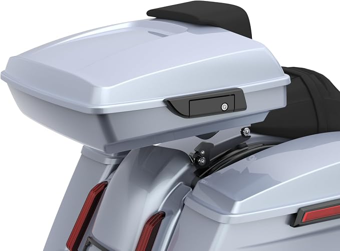 Advanblack Road Glide Tour Trunk Pack Brilliant Silver Razor Tour Trunk Pack Backrest Pad for '97-'25 Harley Touring Road King Street Glide Electra Glide CVO models