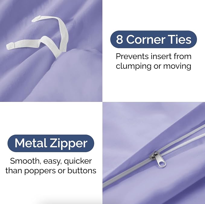 Duvet Cover Cal King Size Set - Extra Soft Cal King Duvet Cover 104" x 98" with 2 Pillow Shams for Women, Men, Kids & Teens - Hotel Luxury with Zipper Closures & Ties - Comfy & Breathable (Lavender)