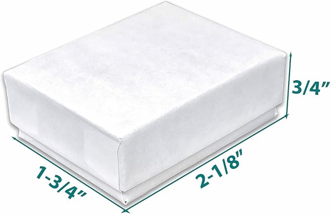 TheDisplayGuys - 25-Pack #11 Cotton Filled Cardboard Paper Jewelry Boxes Gift Case - Matte White (2.1" x 1.8" x 0.8") - for Shipping or Storage