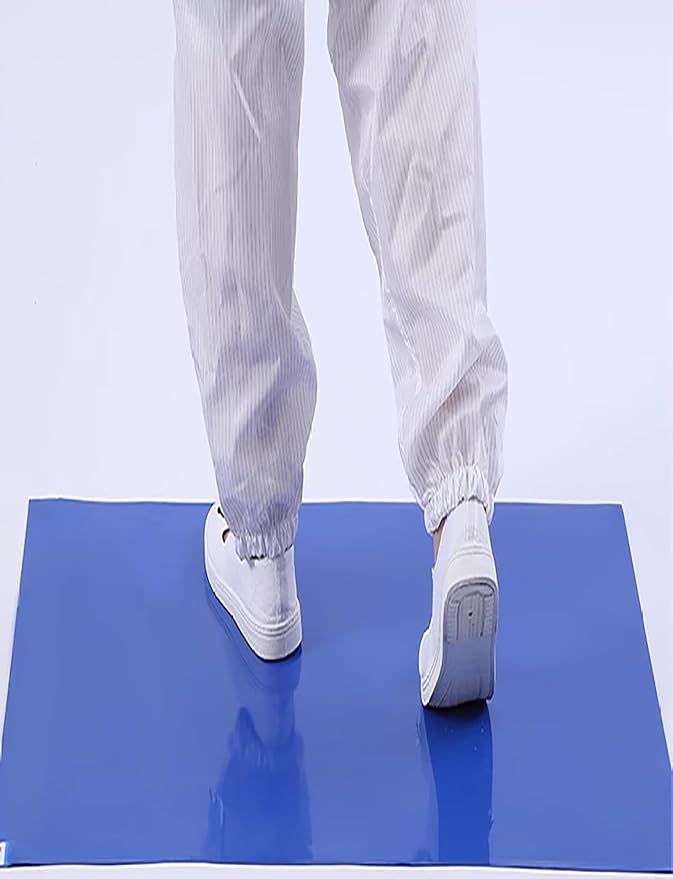 30-Sheet Sticky Floor Mat for Clean Room Entrance Disposable Shoe Dust Remover with Non-Slip Backing Multi-Layer Peel-Off Design(Blue,45cmx60cm/18inx24in)