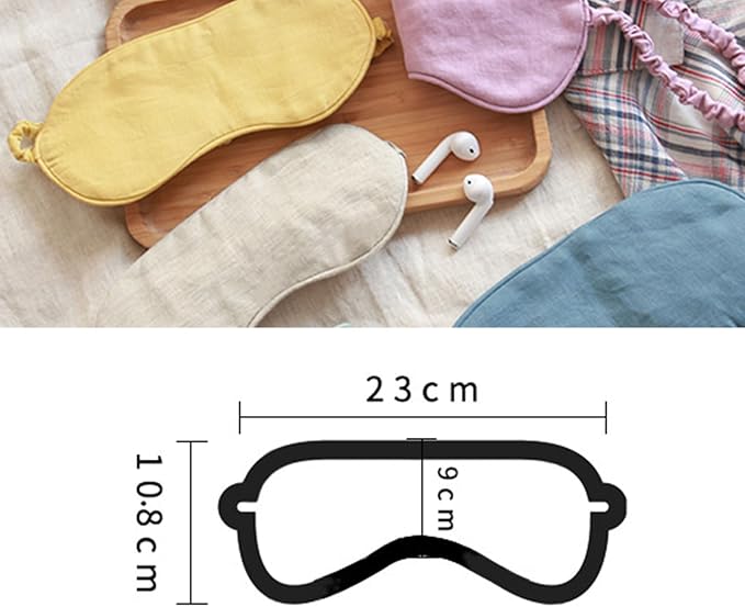 100% Pure Linen Sleep Mask Blackout Eye Mask for Sleeping, Eye Cover with Adjustable Strap - Organic Cotton Core Linen Eyes Mask Breathable for Travel - Gift for Women Men (Gray Blue)