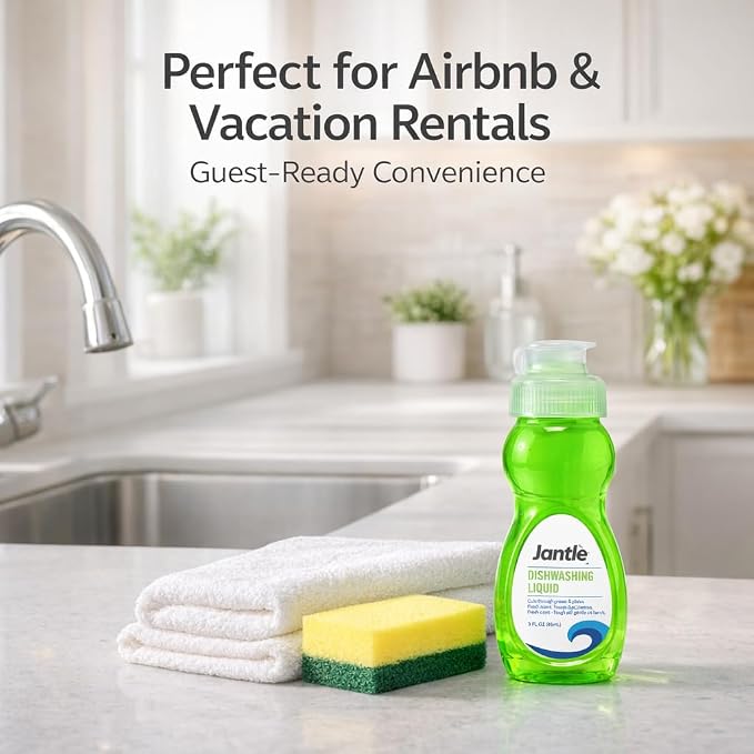 3 oz Dishwashing Liquid Bottles – Case of 72 Travel Size Mini Dish Soap – Bulk Small Kitchen Soap for Airbnb, Vacation Rentals, Hotels, Food Pantry & Welcome Baskets – 216 Total Fl Oz