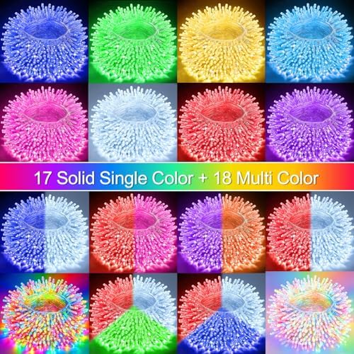 Pooqla 500 LED Color Changing Christmas String Lights with Remote, 164 ft