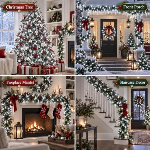 OZS Connectable 2-Pack 164Ft 400LED Christmas String Lights, Cool White