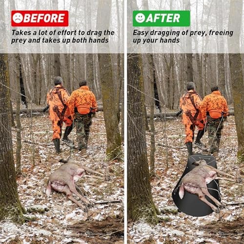 Deer Drag Sled - Deer Cart Game Hauler, Hunting Deer Cart I Rugged Deer Cart Game Hauler, Heavy Duty Dead Firewood Sled Hunting Gear and Accessory Consignments Good for Snow and Ice Pulling(B: 2Pcs pa