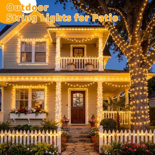 Guhope Christmas String Lights 1200LED 196FT, 8 Modes Dimmable Fairy Lights with Remote and Timer, Waterproof Warm Christmas Lights for Indoor Outdoor Bedroom Wedding Party Holiday Decor (Warm White)