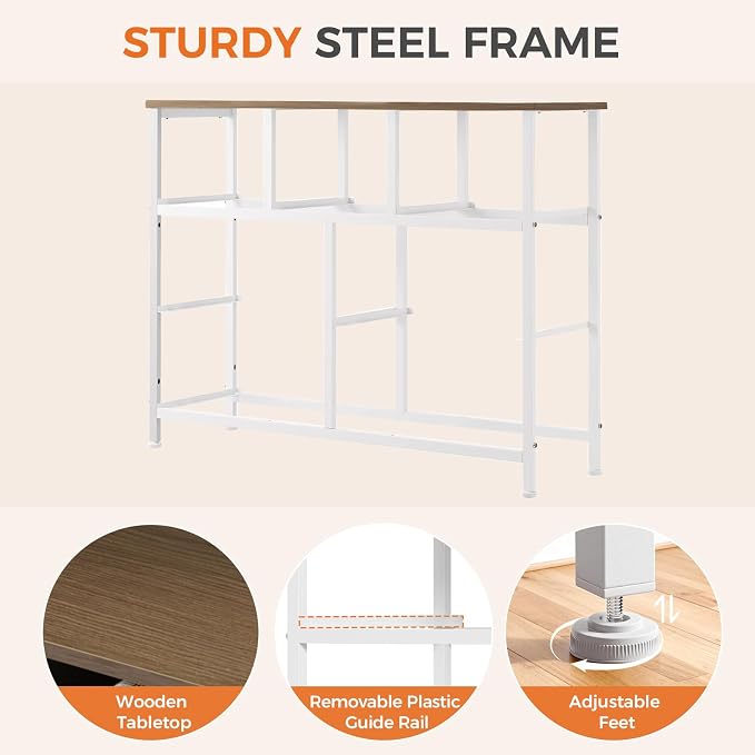Sweetcrispy 7 Drawer Dresser with Fabric Bins, Fabric Storage Tower Organizer for Bedroom, Closet, Hallway, Entryway, Tall Chest of Drawers with Steel Frame, Wood Top, Large Storage, Greige Oak