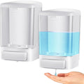 Hushee 2 Pcs Commercial Soap Dispenser Hand Wall Mounted Bathroom 33.8oz/1000ml Manual Soap Dispenser Liquid Containers with Pump White Shower Plastic Wash Wall Container Shampoo Gel for Kitchen Hotel