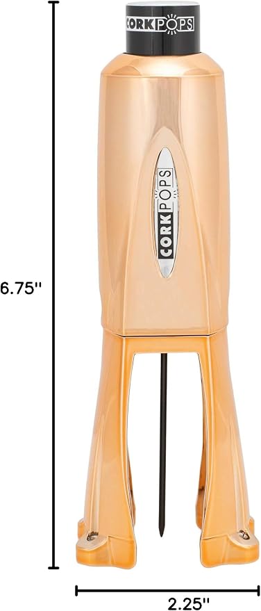 Cork Pops Legacy Wine Opener Built-in 4-Blade Foil Cutter Safe Cork Removal, Effortless Push Button Use, Needle Guard for Safety, Low-Pressure Cartridge Opens Up To 60 (Copper, With 1 Cartridge)