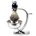 GRUTTI Shaving Bowl, Stand and Brush Set - 3-Piece Magnetic Base Bowl, Chrome Alloy Stand & Synthetic Brush | Razor Not Included