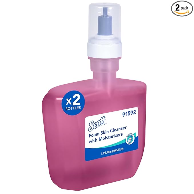 Scott Professional Foam Hand Soap with Moisturizers (91592), 1.2 L, Foaming, Pink, Floral Scent, Automatic Refills, for Kimberly-Clark Professional ICON Dispensers (2 Bottles)