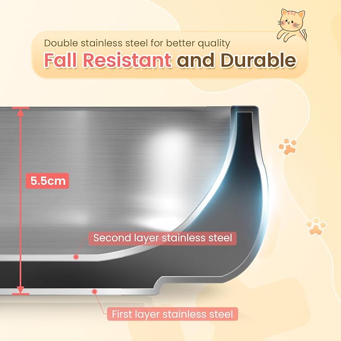Pawaii Small Dog Bowl, 12 oz Stainless Steel Food and Water Bowl, 1 Pack | Double-Wall Design,Smooth Open Bowl Design,Easy-Rinse Interior,Wide Bowl Opening,For Cats and Small Pets