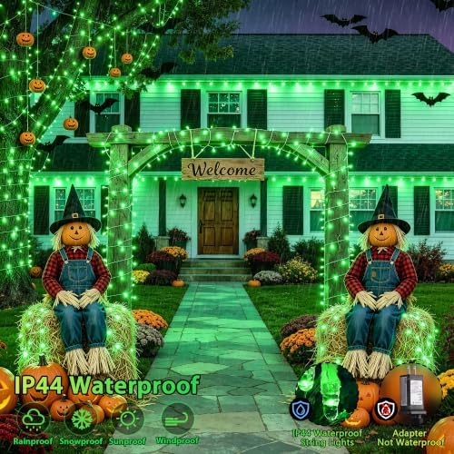 JMEXSUSS 600 LED Green Lights Indoor Outdoor Waterproof for Halloween Decor
