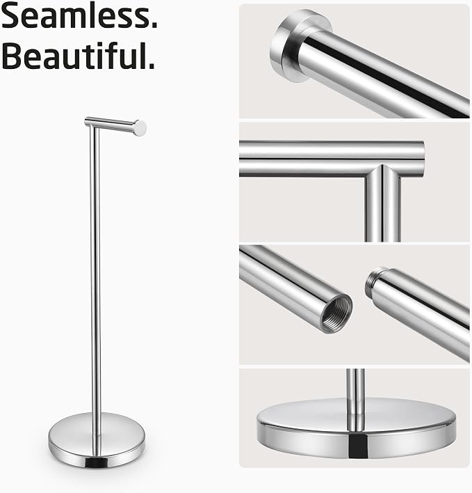 KES Toilet Paper Holder Free Standing 26" H (Taller Version), Toilet Paper Holder Stand with Weighted Base for Bathroom, Rustproof 18/8 Stainless Steel Polished Finish, BPH283S66