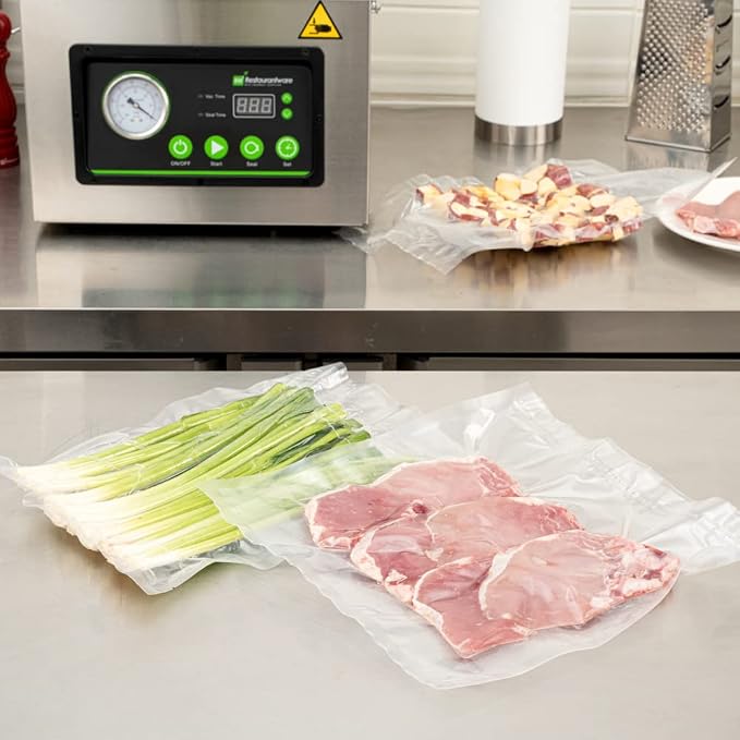 Restaurantware Fresh Hero 12 x 12 Inch Vacuum Sealer Bags 100 Food Storage Bags - 3 mil Thick Microwavable Clear Plastic Sous Vide Bags Freezable For Storing Food Or Sous Vide Cooking