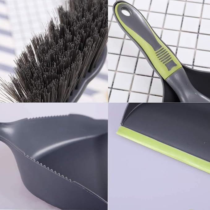 Dust Pan Broom Dustpan Brush - Dust Pans with Brush, Hand Broom and Dustpan Set, Handheld Broom and Dustpan Set, Used to Clean Floors, Tables, Animal Cages, PET Fiber Bristles (3pcs)
