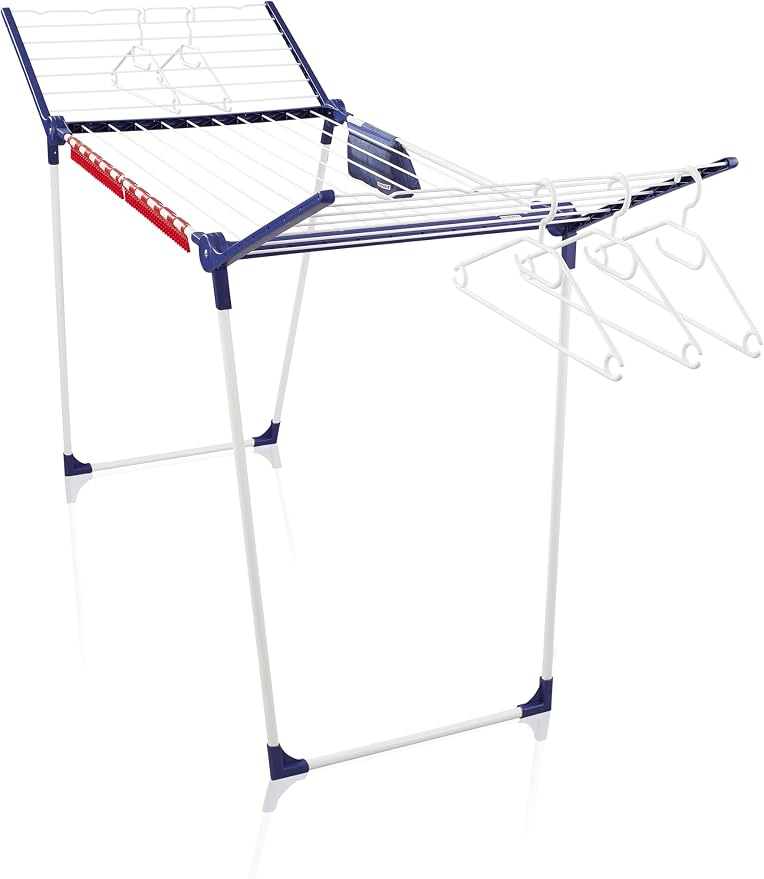 Leifheit Pegasus 200 Solid Comfort Laundry Dryer – Foldable Drying Rack, 21.87 Yard Drying Space, Adjustable Wings for Long Garments, Compact & Easy to Install and to fold.