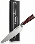 Chef Knife, 8 Inch High Carbon Stainless Steel Sharp Kitchen Knife with Ergonomic Pakkawood,Gift Box for Family & Restaurants 8-Inch Chef Knife, High-Carbon Stainless Steel Kitchen Knife