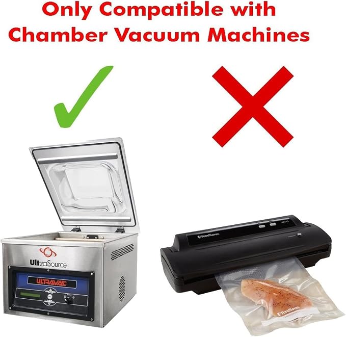 UltraSource - Chamber Machine Pouches 3 Mil Thickness, 10" x 10", Pack of 250 Vacuum Chamber Pouches, BPA-Free Pre-Cut Chamber Vacuum Sealer Bags with tear notch