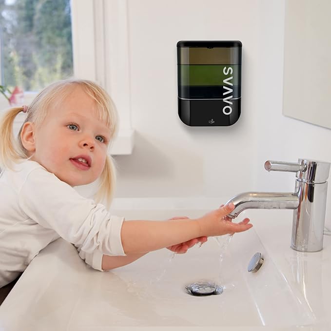 SVAVO Automatic Soap Dispenser Touchless, Hand Sanitizer Dispenser Wall Mount, Electric Sensor Battery Operated for Offices Home Kitchen Bathroom Hotel Restaurant Commercial, 34oz/1000ml Black