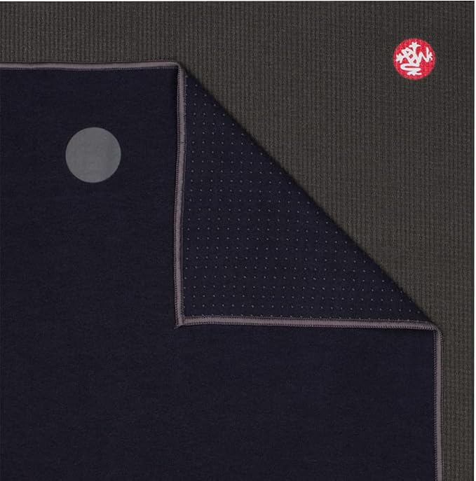 Manduka Yogitoes Hot Yoga Mat Towel - 71" | Moisture Activated Grip | Patented Silicone Nubs | Highly Absorbent, Durable & Easy Care | Made from Recycled Materials | 71 x 24 Inches | Midnight