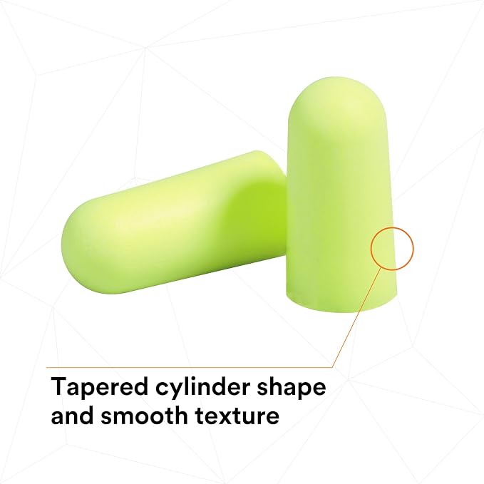 3M Ear Plugs, E-A-Rsoft Yellow Neons 391-1005, Bottle of 400 Pair of Disposable Earplugs, Slightly Longer, Uncorded, 33 NRR, Tapered Cylinder Shape, Slow Recovery Foam
