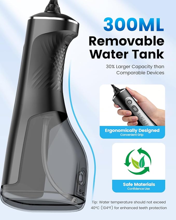 JTF Electric Toothbrush & Water Flosser Combo, 2-1 Portable Oral Clean Kit | Effective Yet Gentle Brushing & Flossing, Multiple Modes for Braces & Sensitive Teeth Care, Cordless for Home Travel, Black