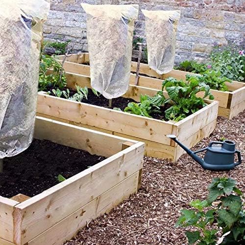 Agfabric Plant Covers Freeze Protection H30 xW60 0.9oz Plant Frost Protection Covers Drawstring Bags Winter Frost Pests Protection,White