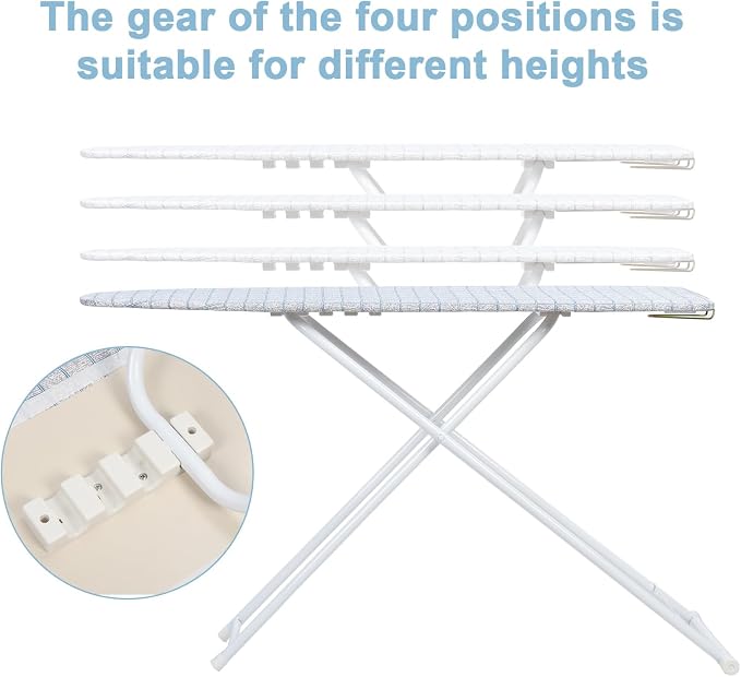 Folding Ironing Board, Extra-Wide Adjustable Height Iron Board with Folding Legs, Exquisite Pattern,Smooth Edge,Good Load-Bearing, Non-Slip Iron Board for Home Bathroom (42.13" Grey)
