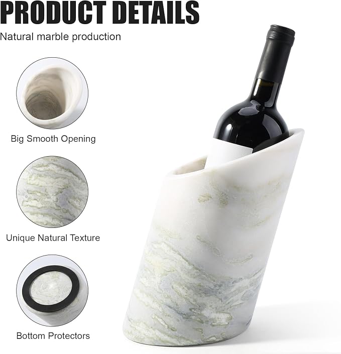 BCS Marble Wine Bottle Chiller - Versatile Wine Chillers for Bottles - Applicable to Kitchen Utensil Holder, That Also Serve as Lamp Shade(Bianco Palomino)