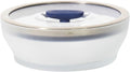 Anyday 4-Cup Microwave Cookware Glass Container with Lid (Blueberry) | Plastic-Free Shallow Food Storage, Stackable Airtight Steamer, Vented Lid, Microwave-Safe Reheating, Steaming Vegetables