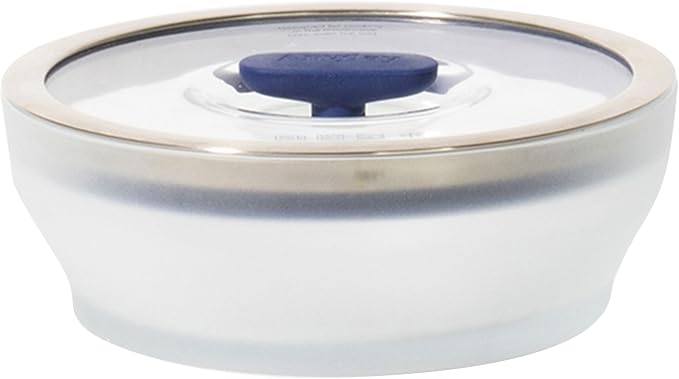 Anyday 4-Cup Microwave Cookware Glass Container with Lid (Blueberry) | Plastic-Free Shallow Food Storage, Stackable Airtight Steamer, Vented Lid, Microwave-Safe Reheating, Steaming Vegetables