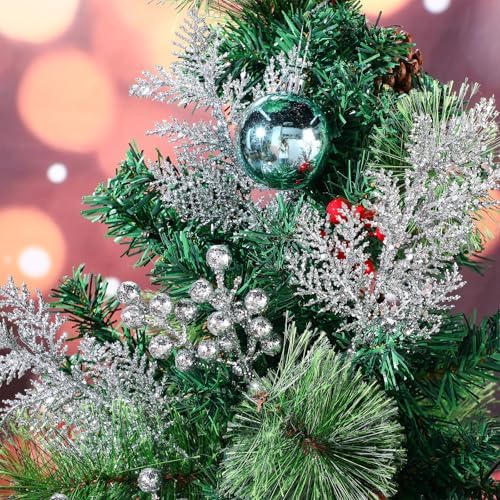 Sratte 94 Pcs Christmas Tree Ornaments Decoration Set, Blue, White, Silver