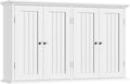 ChooChoo Bathroom Wall Cabinet with 4 Doors, Laundry Cabinet Wall Mounted, Medicine Cabinet with Adjustable Shelves, Hanging Kitchen Cupboard Organizer, White