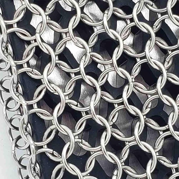 BBQ Dragon Chainmail Grill Brush - Bristle-Free Grill Cleaning Brush for Outdoor Grill - Heavy-Duty BBQ Brush and Grill Scrubber - Stainless Steel BBQ Grill Brush Cleaner - Safe BBQ Brush for Grills