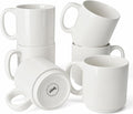 Sweese Stackable Coffee Mugs Set of 6, 16 Oz Large Porcelain Cups for Coffee, Latte, Tea & Hot Drinks, Space-Saving Stackable Design, Microwave & Dishwasher Safe, White