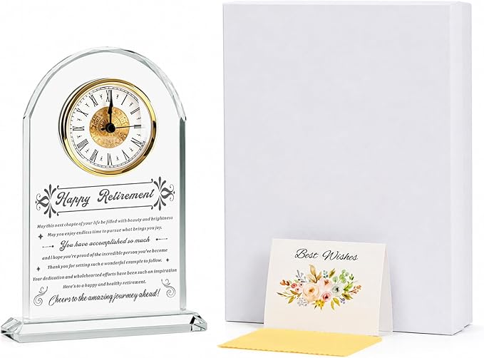 2026 Retirement Gift for men,women, Dad ,Father ,Teacher,mentor,coworker,Colleague Uncle Grandfather Employee mam boss Retired Presents Ideas Glass Clock Ornament Gifts(Battery not Included) (Retirement gifts)