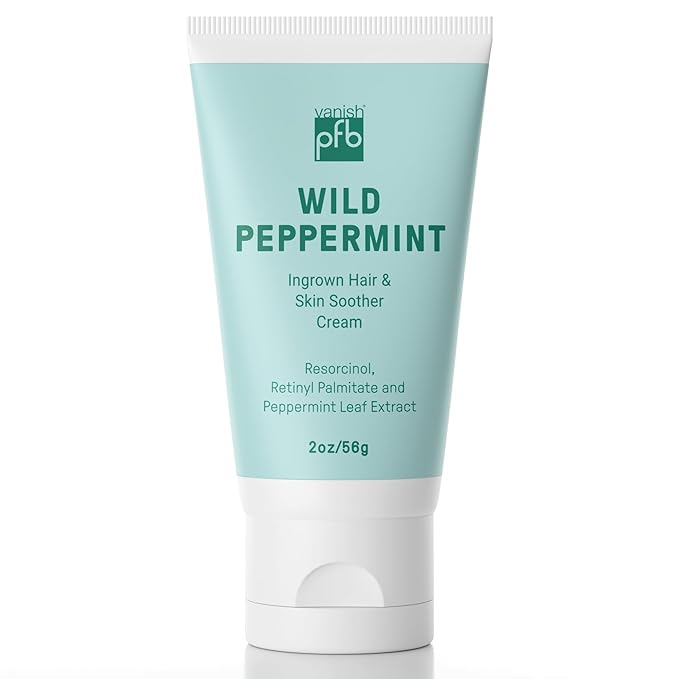 PFB Vanish Ingrown Hair Treatment & Skin Soother Cream (2oz), Face & Body Razor Bump Treatment, After Shave Cream for Ingrown Hairs & Razor Bumps, All Gender & Skin Types - Wild Peppermint