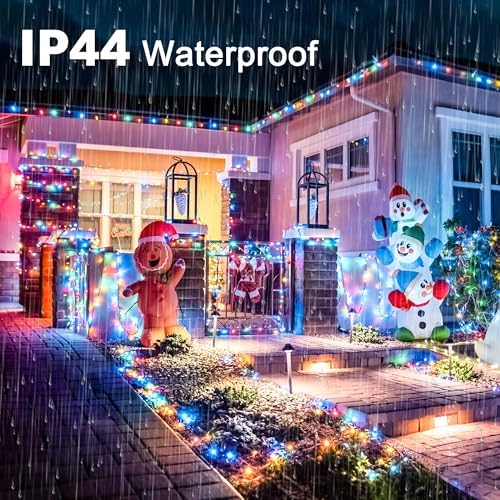 Christmas Lights Outdoor, Christmas Tree Lights Plug in, 8 Modes Twinkle String Light for Bedroom Wedding Party Ceiling Xmas Home Decorations 600 LED(Multicolor 196 FT)