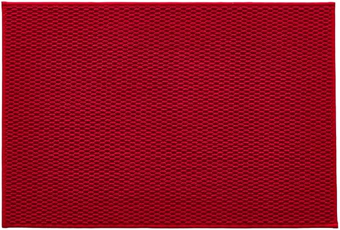 TYUU Christmas Bathroom Rugs Non Slip Washable, Super Absorbent Thin Bath Mat Quick Dry Low Pile Bathroom Rug, Red 24"x36"