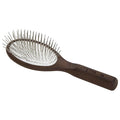 Ibiza Hair Oval Brush (CX8) | Rounded Metal Bristles for Long Hair, Extensions & Detangling Wet or Dry | Carbonized Wood with Ergonomic Handle | Anti-Static & Ideal for All Textures
