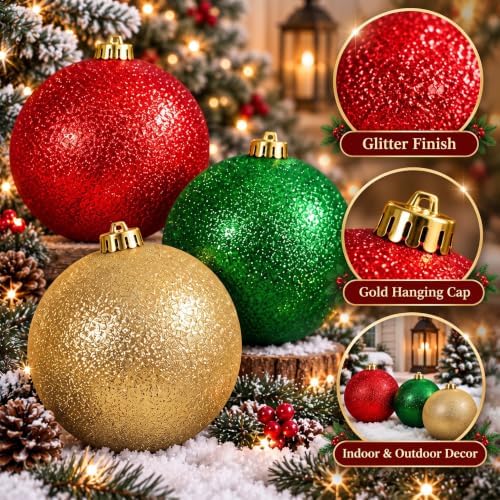 Deekin 8 Pack Large Christmas Ornaments Ball, 6 Inch Oversized Jumbo Balls