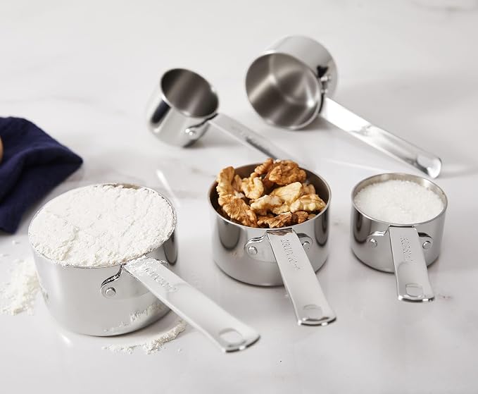 KEAWELL Premium 5-Piece Measuring Cups Set –1/4, 1/3, 1/2, 2/3, and 1 cup-18/10 Stainless Steel - Upscale, Durable, Stackable, Dishwasher Safe (Silver, 5PC Measuring Cups)
