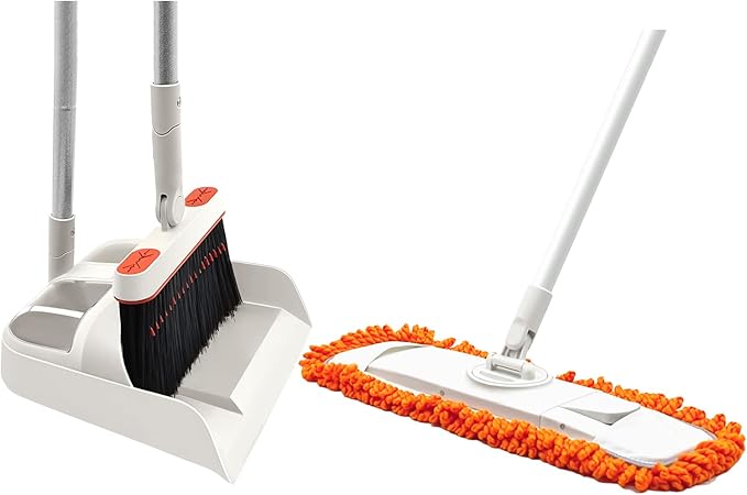 JEHONN Broom and Dustpan for Home; Dust Mop for Floor Cleaning