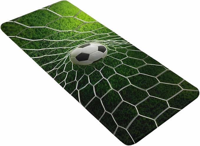 Soccer Bathroom Runner Rugs Non Slip Washable Absorbent Narrow Long Bath Mat Goal Net Competitive Green Grass Athletic Runner Rugs for Kitchen Hallway Bedroom Laundry Study Room 31.5"x78.7"