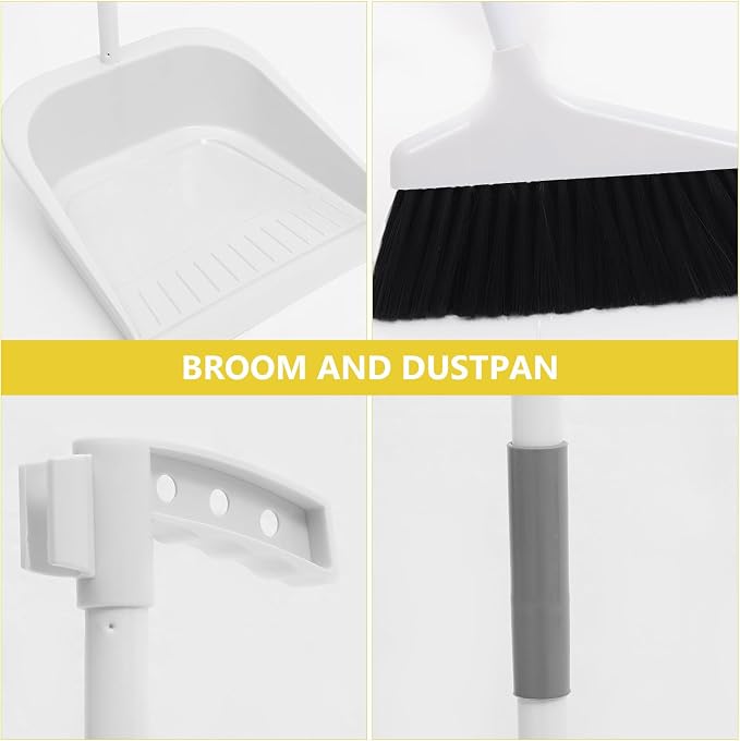 ULTECHNOVO Broom and Dustpan Set for Home - 35.43In Soft Broom with Long Handle and Upright Dustpan Combo for Indoor Floor Cleaning Kitchen Office Heavy Duty Sweeping Tool