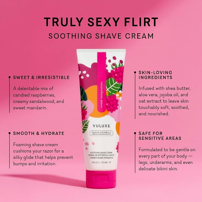 Pure Romance - Vuluxe Shaving Cream for Women - Sweet Temptation (7 fl oz) - Prevents Razor Bumps & Irritation - Orchid, Blackberries, Vanilla - Foaming Shave Cream Moisturizer - Skin Care & Self Care