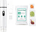 Vacuum Sealer Machine for Food with 36 BPA-Free Reusable Vacuum Sealer Food Storage Bags, Freezer, Microwave – Odor-Resistant, Leak-Proof (36PCS bags + Vacuum sealer White)