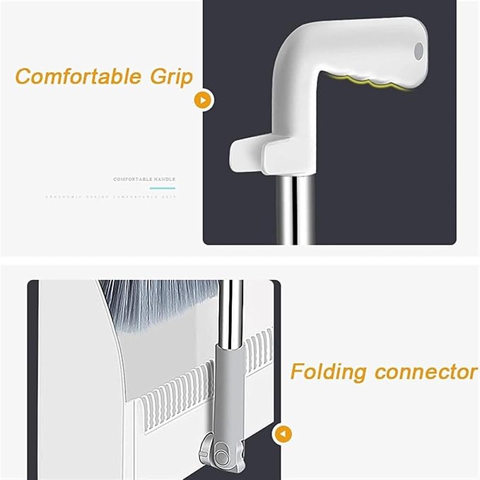 Broom and Dustpan Set, Cleaning with Dustpan Teeth, Stand up Broom & Dustpan Combo, Long Handle Broom with Dustpan Combo Set for Kitchen -ffice Lobby Floor and Dog Cat Pets Home Use