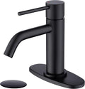 Matte Black Bathroom Faucet Single Hole, JXMMP Single Handle Bathroom Sink Faucets with Pop Up Drain and 6 inch Deck Plate and cUPC Water Supply Hose